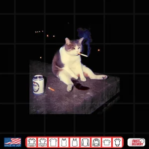 Design Cigarette Kitten Funny Smoking Cat Meme Stupid Brainrot Shirt