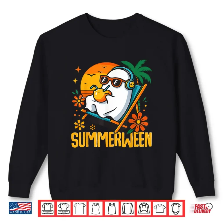 Sweatshirt Summerween Funny Ghost Halloween Summer Beach Vibes Shirt