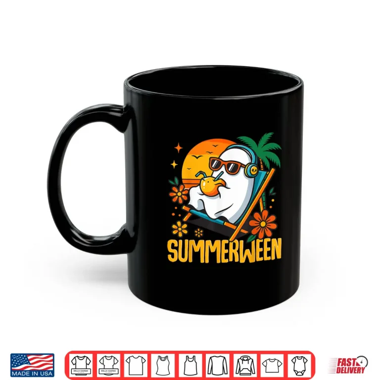 Mug Summerween Funny Ghost Halloween Summer Beach Vibes Shirt