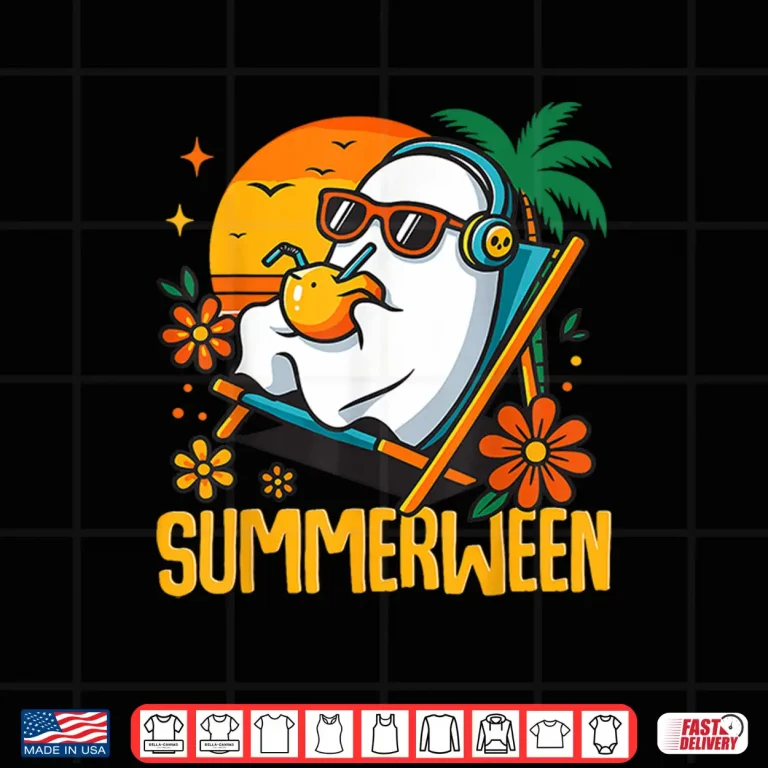 Design Summerween Funny Ghost Halloween Summer Beach Vibes Shirt