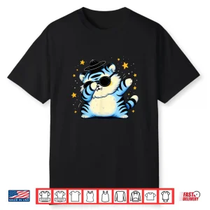 Fluffy Blue Tiger Cat Dabbing Gat Kids K Pop Matching Anime Shirt