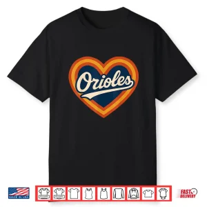 Retro Orioles Script With Heart Accent Shirt
