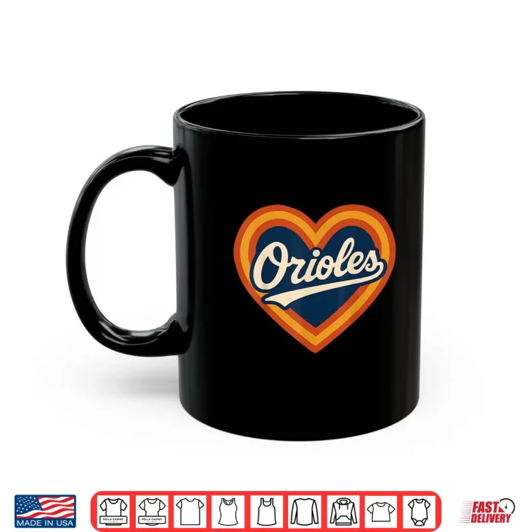 Mug Retro Orioles Script With Heart Accent Shirt