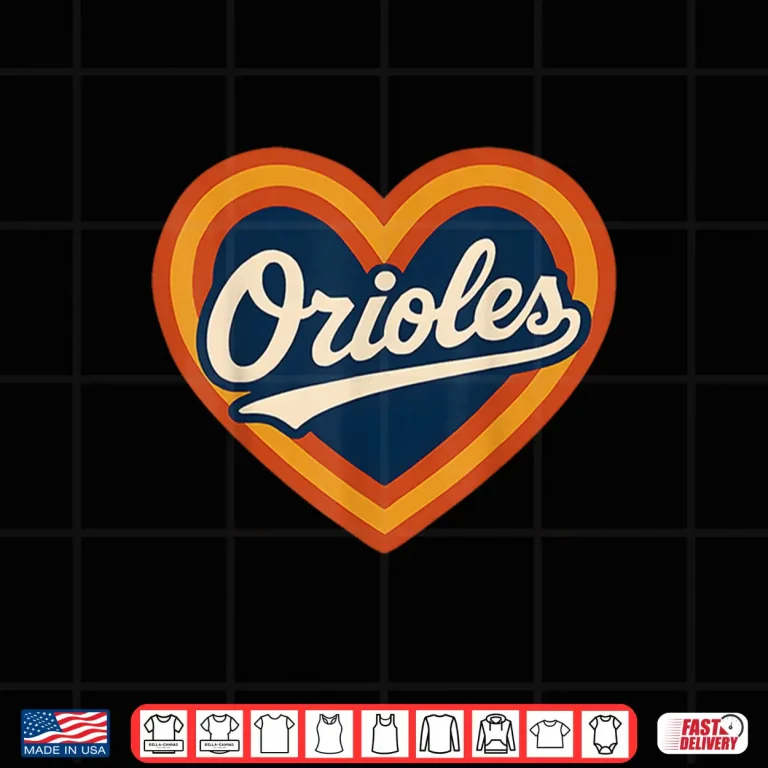 Design Retro Orioles Script With Heart Accent Shirt
