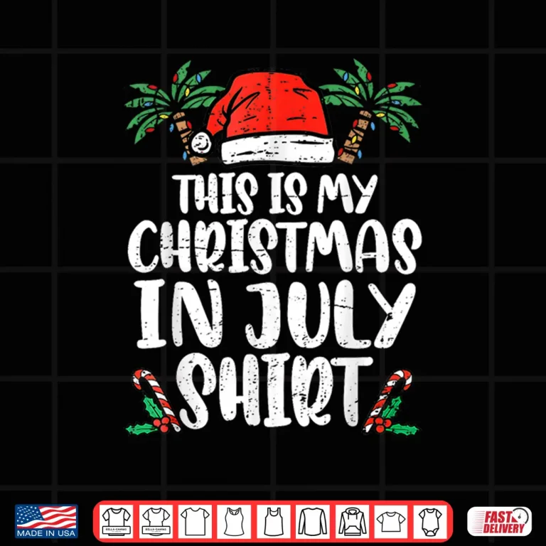 Design Christmas in July Shirt Santa Hat Summer Beach Vacation Xmas Shirt 2