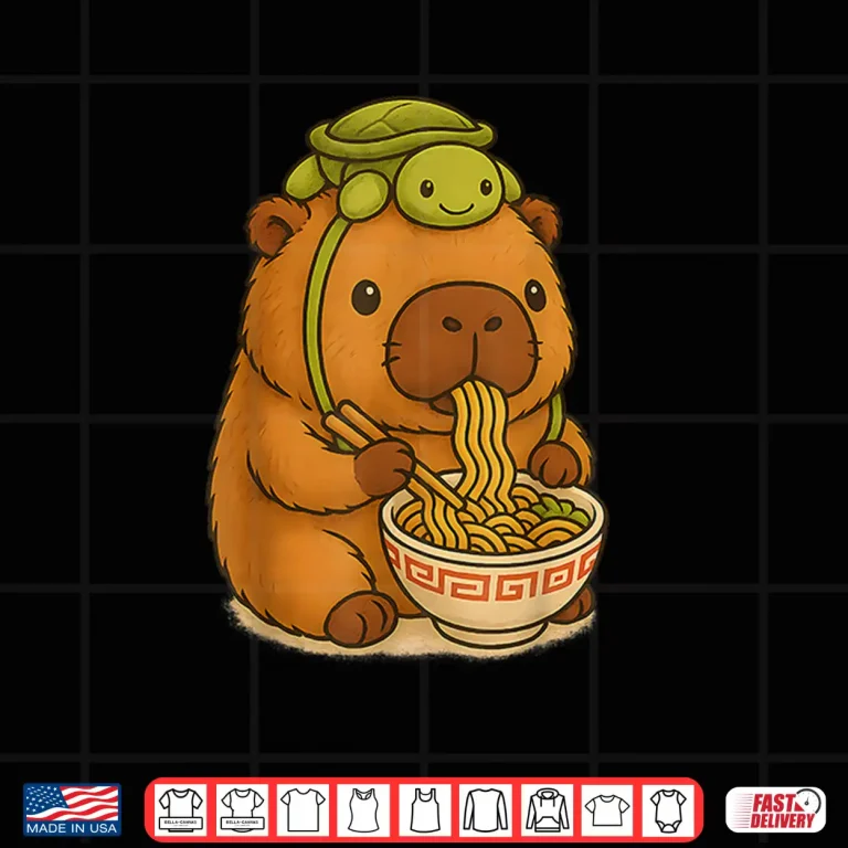 Design Cute Capybara and Turtle Backpack Ramen Kawaii Capibara Girl Shirt 2