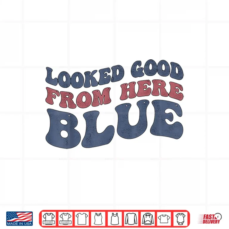Design Looked Good From Here Blue Funny Softball Mama Mom Game Day Shirt 2