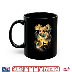 Mug Corgi Howling To The Moon Vintage 90S Funny Dog Graphic Shirt
