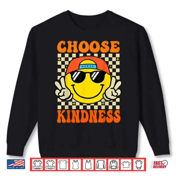 Sweatshirt Choose Kindness Smile Face Groovy Be Kind Inspirational Kids Shirt