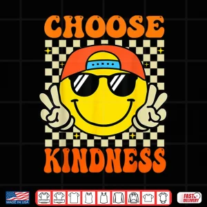 Design Choose Kindness Smile Face Groovy Be Kind Inspirational Kids Shirt