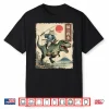 Funny Cat Riding T Rex Japanese Ukiyo E Art Samurai Cat Shirt