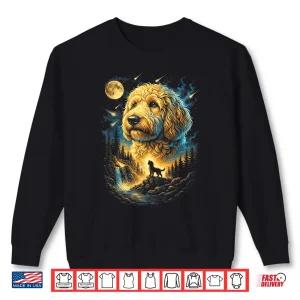 Sweatshirt Goldendoodle Howling To The Moon Vintage 90S Funny Dog Shirt
