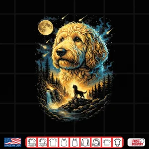 Design Goldendoodle Howling To The Moon Vintage 90S Funny Dog Shirt