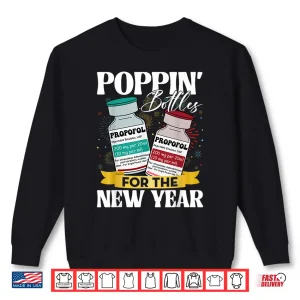Sweatshirt Poppin Bottles For New Year 2026 Icu Nurses New Years Eve Shirt