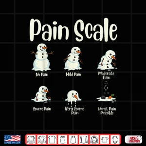 Design Pain Scale Snowman Medical Humor Nurses Christmas Icu Shirt