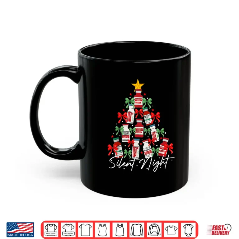 Mug Retro Propofol Christmas Tree Silent Night Icu Nurses Funny Shirt