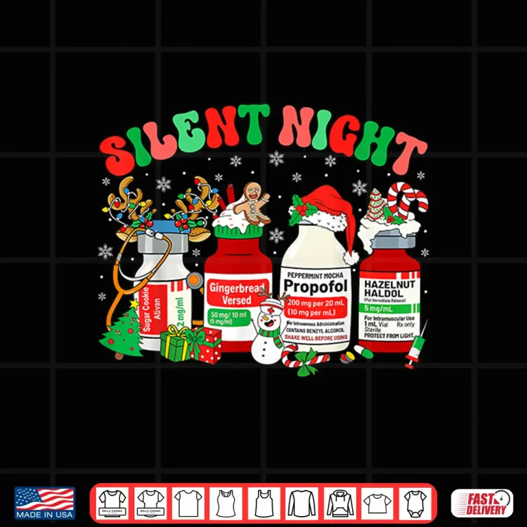Design Retro Propofol Silent Night Er Ed Rn Icu Nurses Christmas Shirt