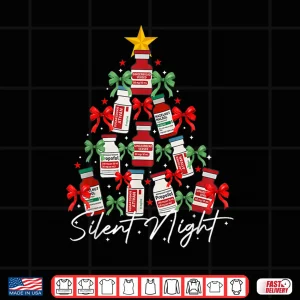 Design Retro Propofol Christmas Tree Silent Night Icu Nurses Funny Shirt