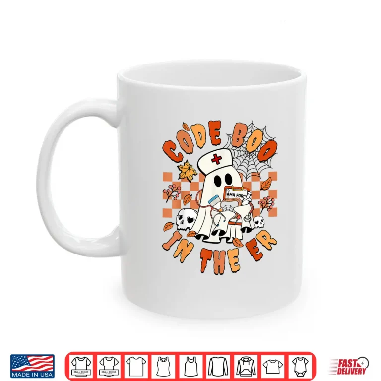 Mug Retro Code Boo In The Er Icu Nurses Ghost Halloween Costume Shirt