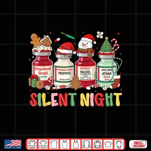 Design Silent Night Medical Christmas Humor For Nurses Icu Rn Shirt