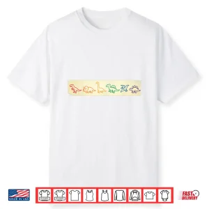 Cute Fun Rainbow Dinosaur Line Art Colorful Prehistoric Vibe Shirt