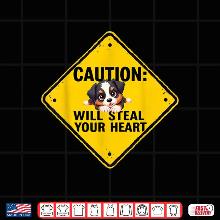 Design Caution Sign Australian Shepherd Dog Funny Gift Aussie Puppy Shirt