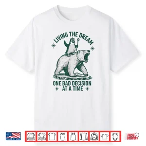 Funny Penguin Riding Polar Bear Meme Living The Dream Shirt
