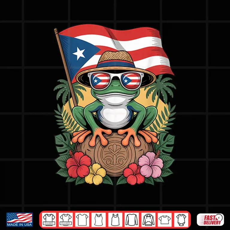 Design Puerto Rico Boricua Coqui Frog Taino Sun Puerto Rican Flag Shirt
