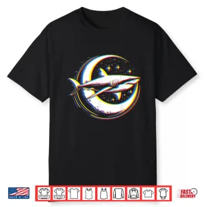Cosmic Shark In Front Of The Moon Supernatural Visual Space Shirt