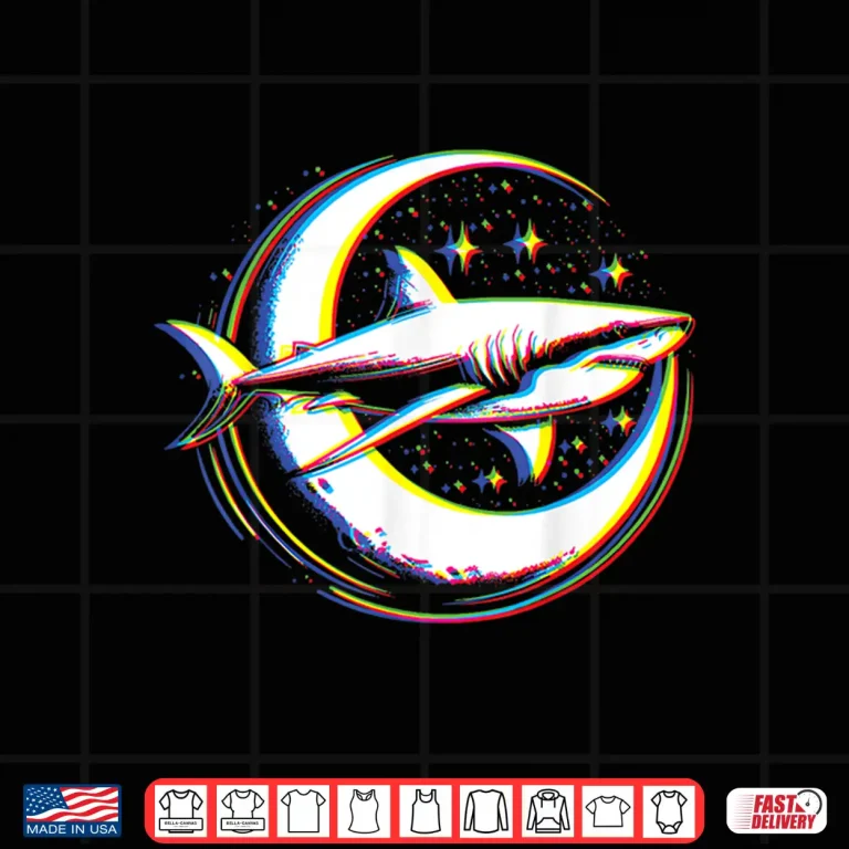 Design Cosmic Shark In Front Of The Moon Supernatural Visual Space Shirt