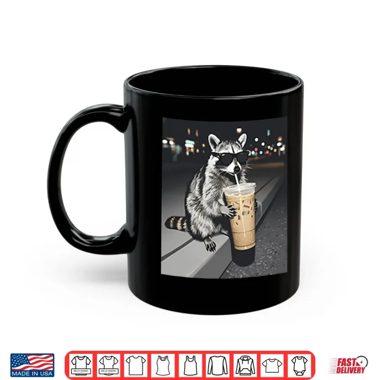 Mug Raccoon Drinking Iced Coffee Shirt