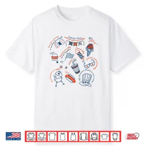 Liberal 4Th Of July Doodle Hot Dog Patriotic Feminist Shirt