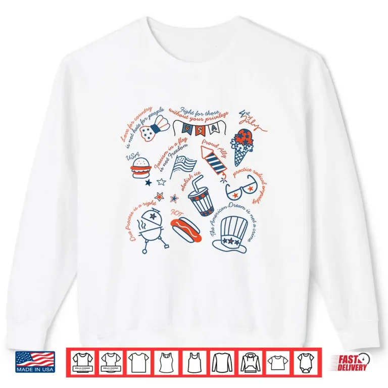 Sweatshirt Liberal 4th Of July Doodle Hot Dog Patriotic Feminist Shirt
