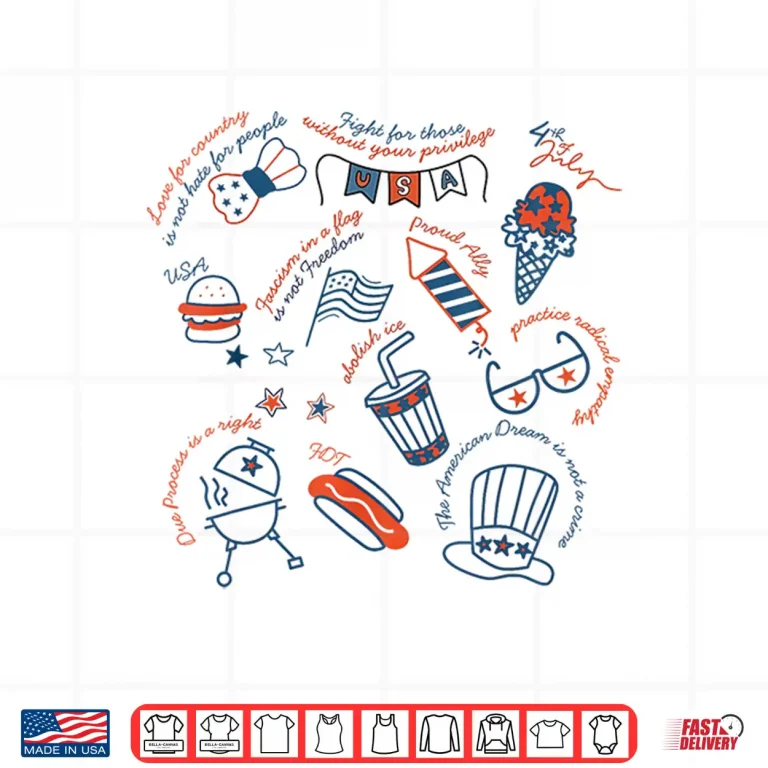 Design Liberal 4th Of July Doodle Hot Dog Patriotic Feminist Shirt