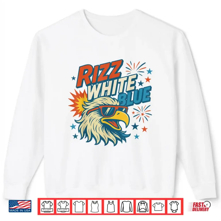 Sweatshirt Rizz White Blue Patriotic Eagle 4th Of July Shirt