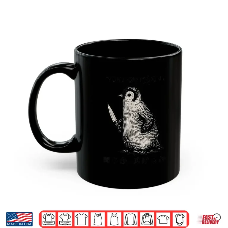 Mug Fight Or Flight Meme Penguin With Knife Funny Shirt