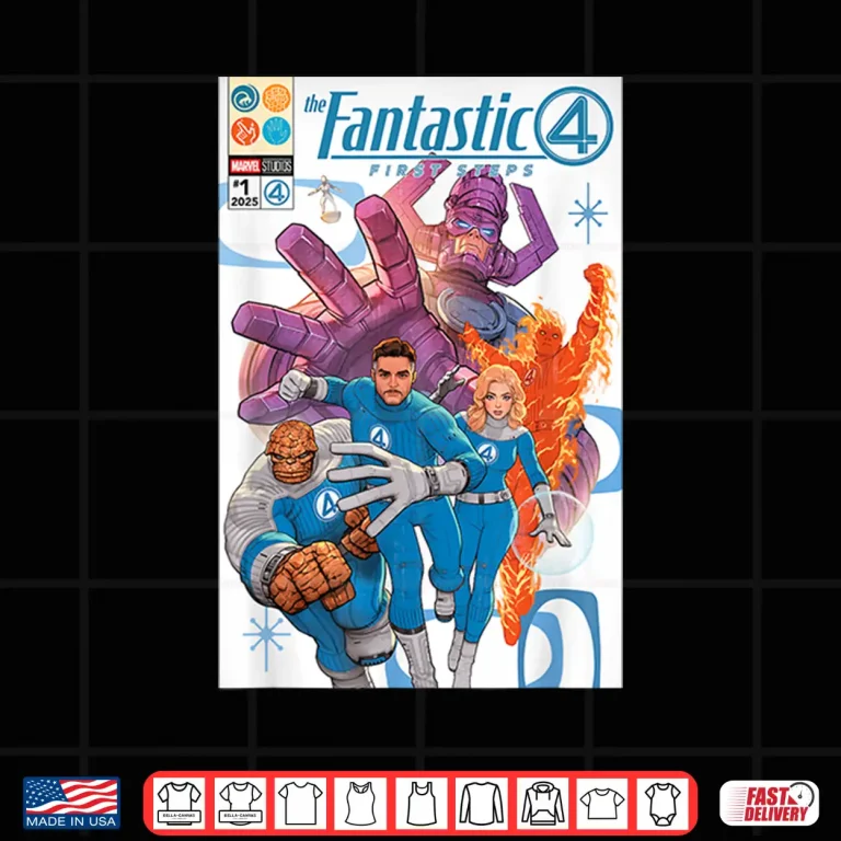 Design Marvel The Fantastic Four First Steps Comic Book Cover Art Shirt