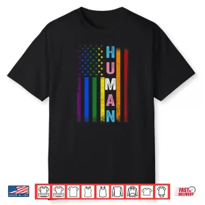 Human Lgbt American Flag Lgbtq Rainbow Pride Month Shirt