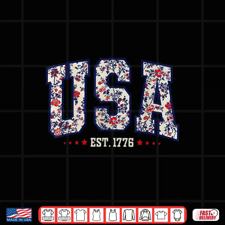 Design Floral USA Est 1776 Girly 4th of July American Girl Shirt