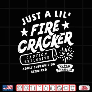 Design Funny Just A Lil Firecracker Cute Toddler Youth 4th of July Shirt
