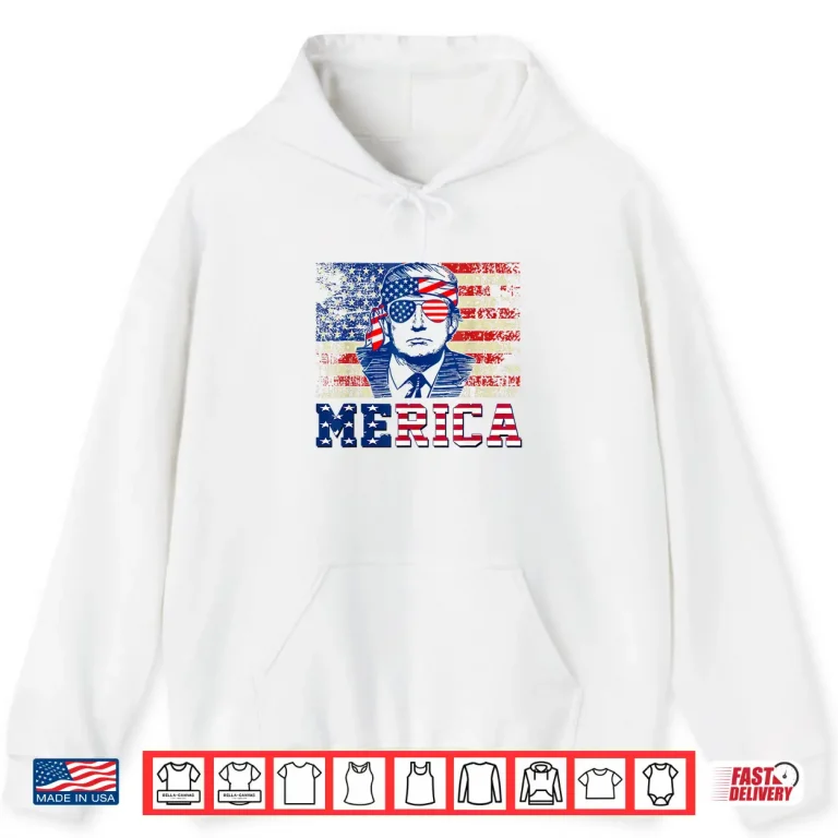 Hoodie MERICA TRUMP Happy Fourth 4th Of July Trump American Flag Shirt