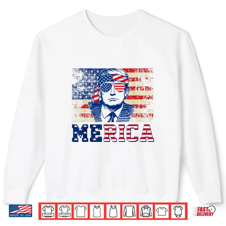 Sweatshirt MERICA TRUMP Happy Fourth 4th Of July Trump American Flag Shirt
