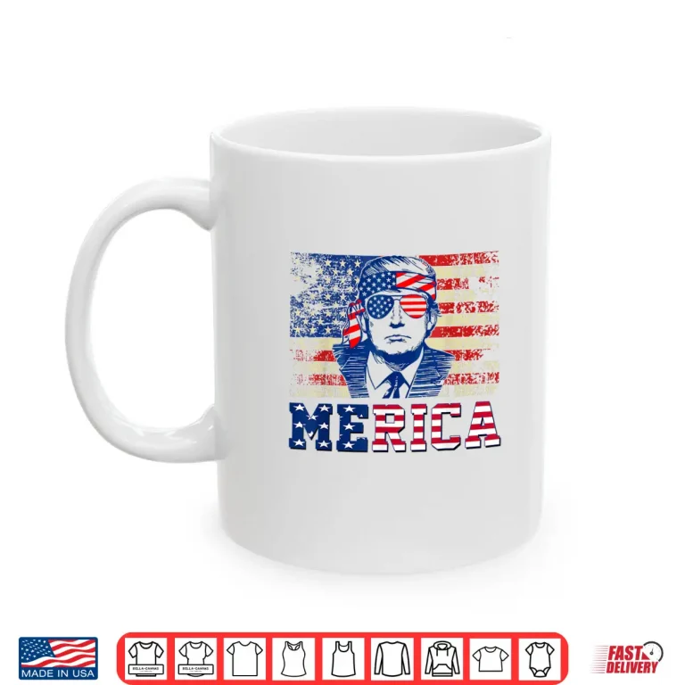 Mug MERICA TRUMP Happy Fourth 4th Of July Trump American Flag Shirt