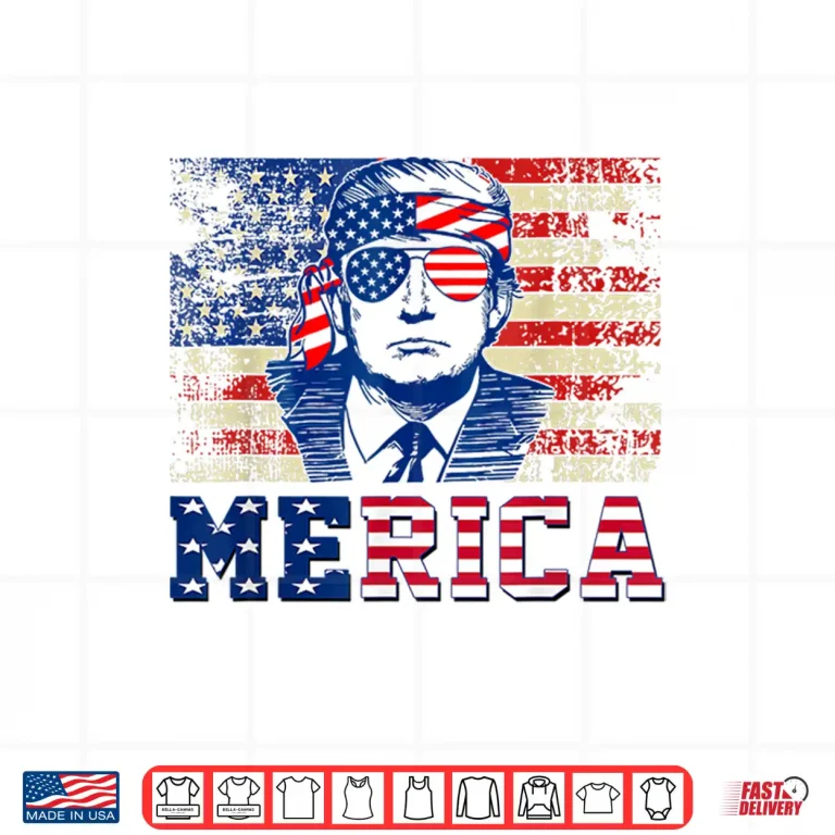 Design MERICA TRUMP Happy Fourth 4th Of July Trump American Flag Shirt