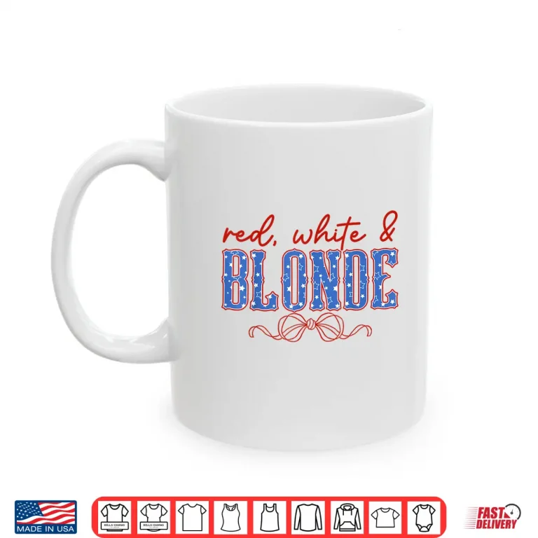 Mug Red white and Blonde Western Country Cowgirl 4th Of July Shirt