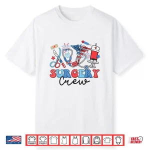 Retro Surgery Crew American Flag Surgical Tech 4Th Of July Shirt