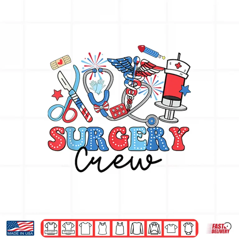 Design Retro Surgery Crew American Flag Surgical Tech 4th Of July Shirt