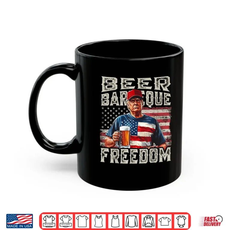 Mug Fourth Of July Trump BBQ Beer And Freedom Red White Blue Shirt 1