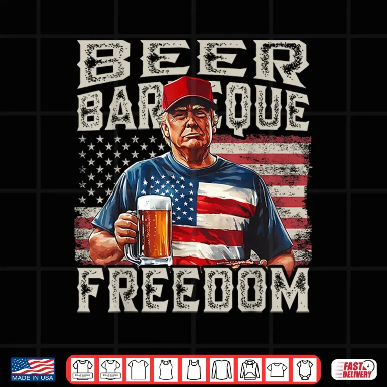 Design Fourth Of July Trump BBQ Beer And Freedom Red White Blue Shirt 1