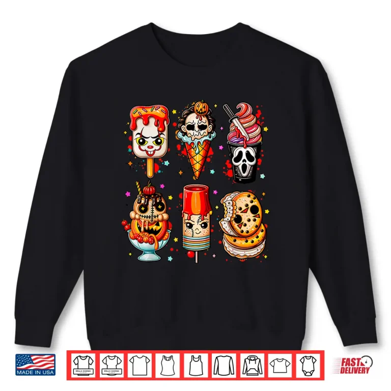 Sweatshirt Horror Movie Summer Popsicle Halloween Ice Cream Summerween Shirt 1